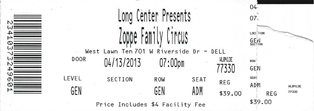 Zoppe circus ticket