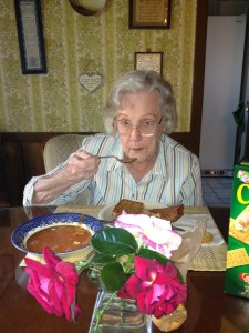 2012 Mom eating tomato soup